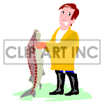 Guy showing his big catch after fishing. animation. Commercial use animation # 122140