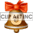 This gif animation shows a bell with a red bow on the top. It has the letter O inside