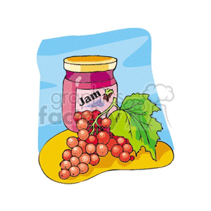 Grape Jelly With Fresh Vine Cut Grapes clipart.
