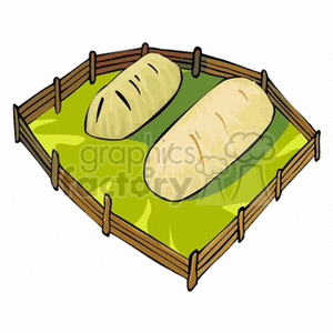 clipart - Large bales of hay in fenced pasture.
