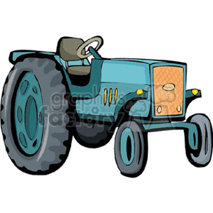 Large blue tractor clipart. Commercial use image # 128745