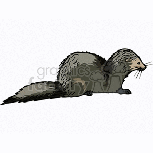 The image is a clipart of a small, brown mammal, illustrated in a style that simplifies its features. Based on the body shape, size, and style of fur, it appears to be intended to represent a member of the mustelid family, which could include animals like a mongoose, a mink, or a ferret. However, without specific distinguishing features, it can be difficult to identify the exact species.