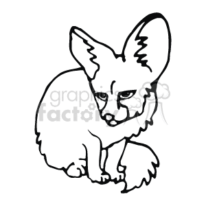 The clipart image shows a line illustration of a chinchilla, which is a small rodent that's native to South America. The chinchilla is depicted sitting down. It has large ears, big black eyes, soft brown fur, and a bushy tail. 