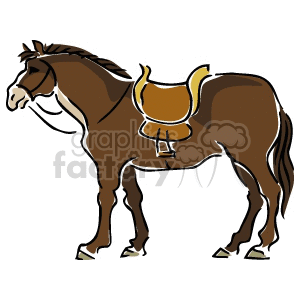 Horse with a saddle on it's back clipart. Commercial use image # 129427
