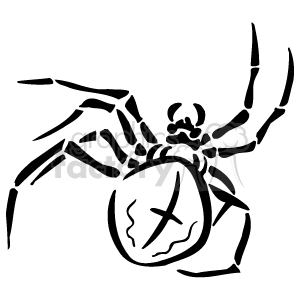 The clipart image shows a stylized outline of a spider, potentially a black widow given the shape of the abdomen and the presence of what looks like an hourglass mark. The spider has long, slender legs and is depicted in side profile.