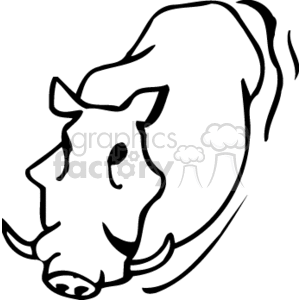 clipart - Black and white African warthog.