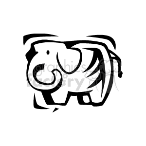 Black and white abstract elephant clipart.