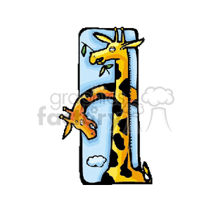 Two abstract giraffes with necks stretched into the sky clipart. Royalty-free image # 129676