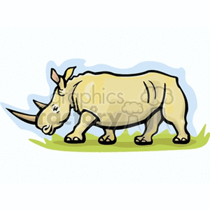 Large rhino walking across grass clipart. Commercial use image # 129741
