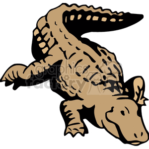 Abstract forward facing crocodile crawling on belly clipart.