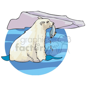 Polar bear fishing in the water clipart. Commercial use image # 130065