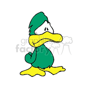 Depressed looking green duck