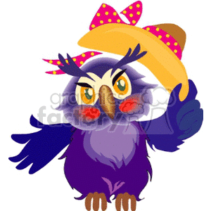 Colorful cartoon owl with a hat