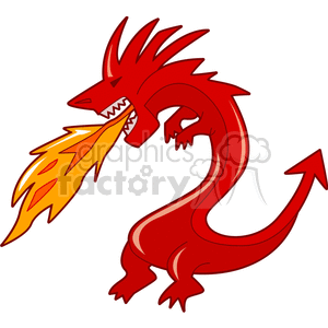 Fire breathing red dragon