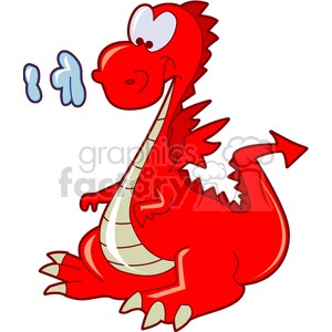 Cartoon baby dragon blowing smoke puffs