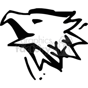 clipart - Black and white abstract eagle head.
