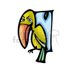 Big billed yellow cartoon toucan  clipart. Commercial use image # 130880