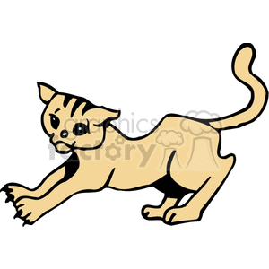 clipart - Orange kitten stretching with outstretched claws.