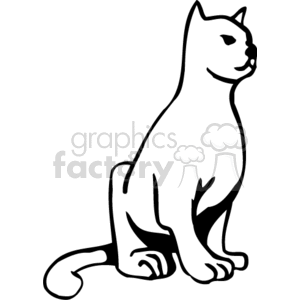 Black and white image of seated cat clipart. Royalty-free image # 130959