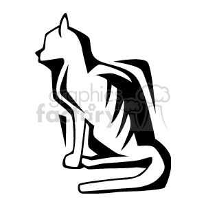 Black and white full body side profile of abstract cat clipart. Royalty-free image # 130994