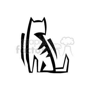 Black and white abstract cat looking over its shoulder clipart. Royalty-free image # 130996