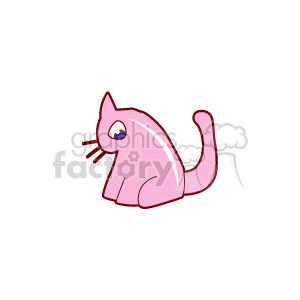 Cute cartoon pink cat  clipart.