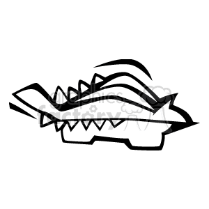 The image is a simple black and white line drawing of a dinosaur. It features abstract, stylized lines that suggest the shape of a dinosaur with a long body, tail, and a row of triangular spikes or plates along its back, possibly representing a stegosaurus or a similar type of dinosaur.