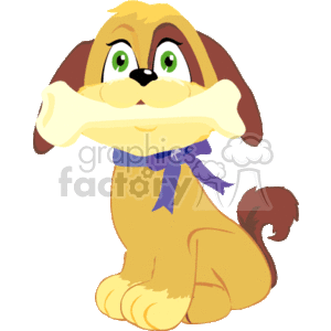 Puppy holding a bone in his mouth clipart. Commercial use image # 131599