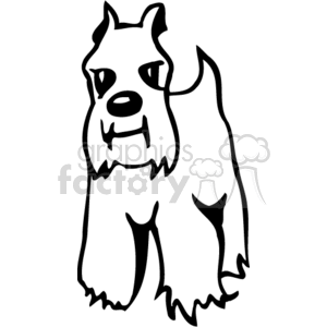 The image depicts a line drawing of a Scottish Terrier, a breed of dog known for its distinctive profile and wiry coat.