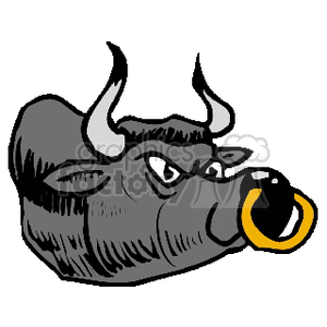 Bull with huge nose ring