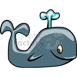 Cartoon whale squirting water clipart.