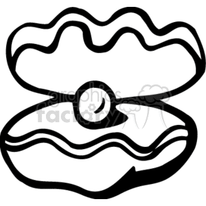 Black and white pearl in a clam clipart. Royalty-free image # 132218