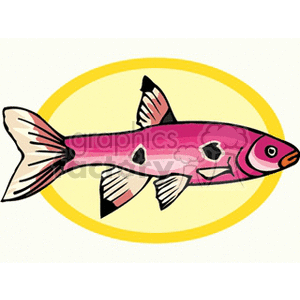 Pink fish in a yellow circle clipart.