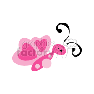 Watercolor butterfly with pink body wings and black antennae clipart. Royalty-free image # 132947
