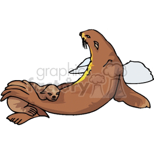 brownd furseal and pup clipart. Commercial use image # 133659