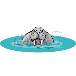 clipart - walrus in water.