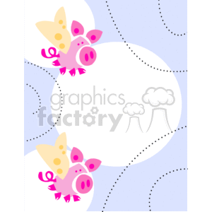 Flying pink pig border clipart. Royalty-free image # 134057