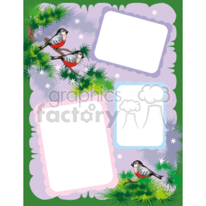 Birds in the trees winter frame clipart. Commercial use image # 134147