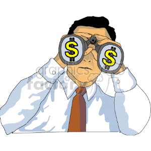   money binoculars binocular search searching look find business ceo corporations corporation suits suit Clip Art Business 