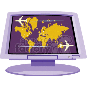   monitor monitors planes travel globe earth world internet data networking network digital business  HighTeck006.gif Clip Art Business Internet 
