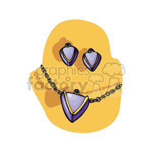 Purple necklace and earring set clipart. Commercial use image # 137638