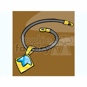 clipart - Gold and turquoise pendant on a leather cord.