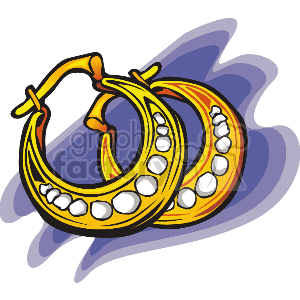 Gold hoop earrings with pearls  clipart. Royalty-free image # 137687