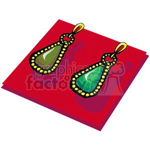 Gold and emerald earrings  clipart.