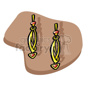 Gold and ruby dangly earrings 