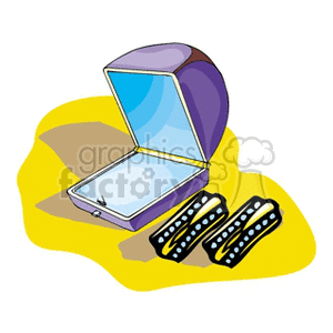 Gold and diamond rectangle cuff links  clipart. Commercial use image # 137735