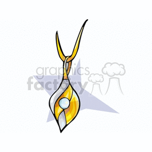 clipart - Gold and pearl necklace pendant .