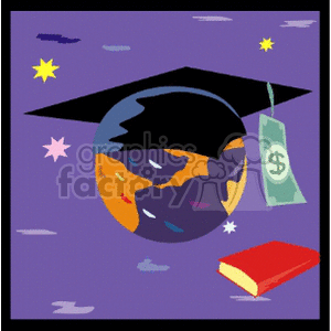   graduation graduate diploma college education school cap diplomas money world earth globe space book career careers  Education051.gif Clip Art Education Graduation money stars sky 