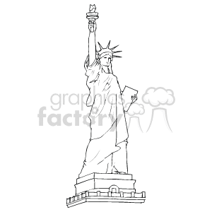 Black and white statue of liberty clipart. Commercial use image # 142520