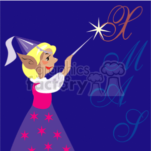 Stamp with an Elf Waiving Her Wand clipart. Commercial use image # 142733